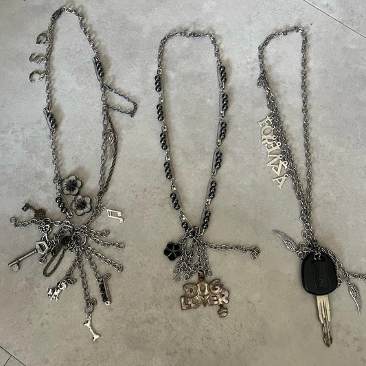 silver 3 necklace set, from found charms